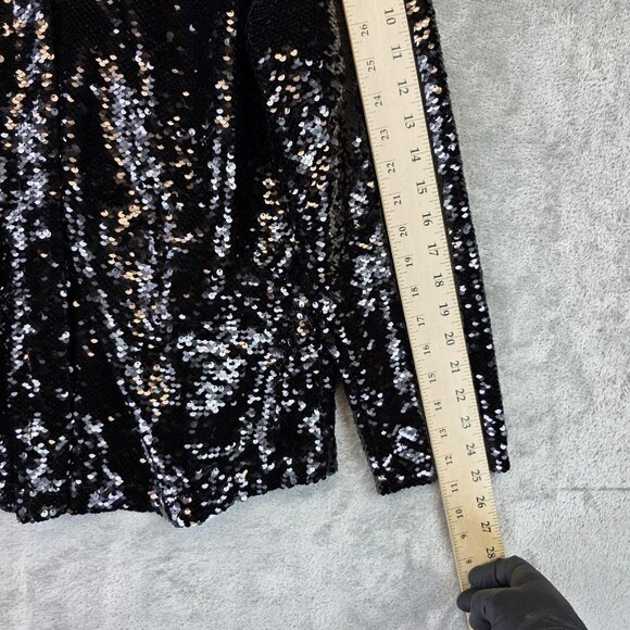 Chicos Jacket Womens Medium Black Sequin Collared Shimmer Party Blazer Top - Picture 4 of 7